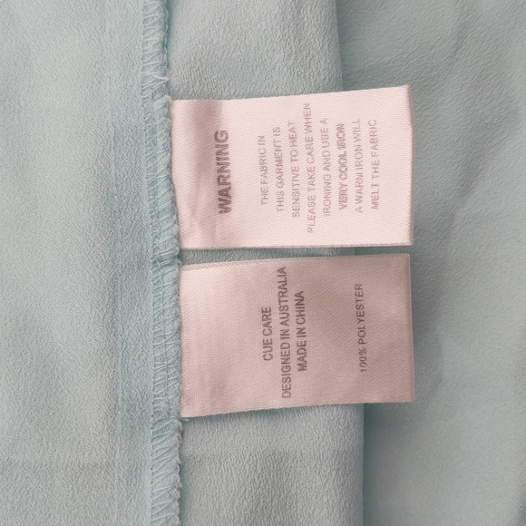 Cue Women's Top Size 6 Mint Green Sleeveless Round Neck Keyhole Button Gathered - Picture 15 of 16